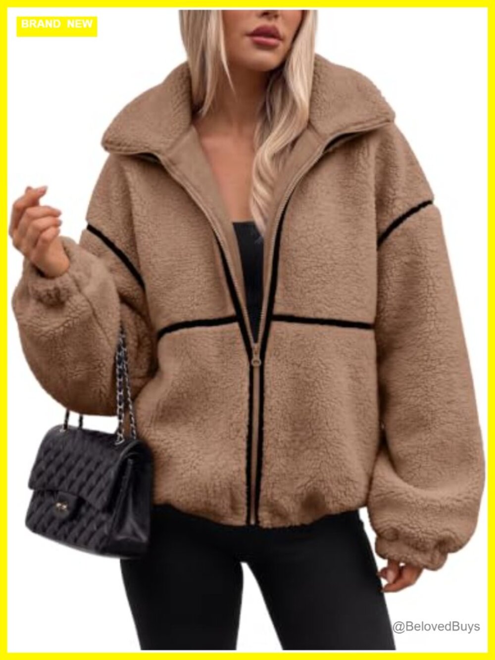 Sherpa Fleece Zip Up Oversized Coat Long Sleeve Winter Teddy